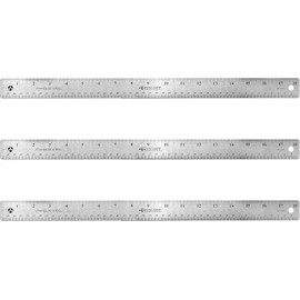 Westcott Stainless Steel Rulers with Non-Slip Cork Backing, Back-to-School, School Supplies, Classroom Supplies, 18-Inch, 3-Pack
