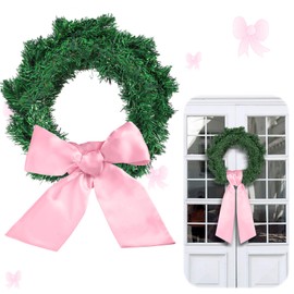 VitalCozy Wreath Sash for Front Door Blank Satin Wreath Sash Embroidery Monogram Plain Ribbon Accessories for Xmas Party Yard Doorway Indoor Outdoor Wall(4.5'' X 56'',Pink)