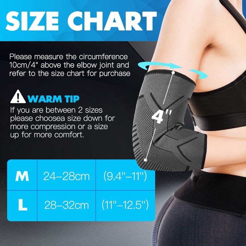 TOVIKI 2 Pack Elbow Support for Men & Women, Elbow