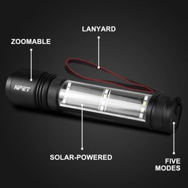 NPET T08-2 Solar Power Flashlight Car Flashlight USB Rechargeable Tactical Multi-function Torch Emergency Tool
