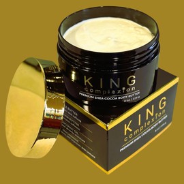 KING Complexion KING Complexion Shea Cocoa Premium Body Butter - Organic - Coconut Oil - Black Skincare - Body Moisturizer - Ultra Hydration - Massage Butter - Light Cocoa Smell - Gives Skin It's Natural Glow (8 oz)