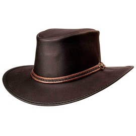 American Hat Makers Midnight Rider Bravo Leather Cowboy Hat (Black) — Comfortable, Stylish Outback Hats for Men & Women — Hook & Loop Closure American Hats for Men & Women — Weatherproof Boho Hat