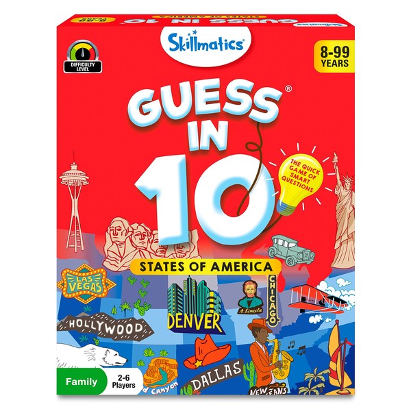 Skillmatics Card Game - Guess in 10 States of America, Gifts for 8 Year Olds and Up, Quick Game of Smart Questions, Fun Family Game