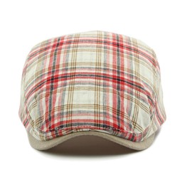 Plaid Newsboy Hats Flat Cap for Men Women Adjustable Lightweight Ivy Catsby Cabbie Driving Hat (US, Alpha, One Size, plaid-04-red)