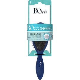 Bo...Paris - Pocket Size Hair Brush - Essential Collection - Detangling Brush with Metal Bristles - 1 Piece, Blue