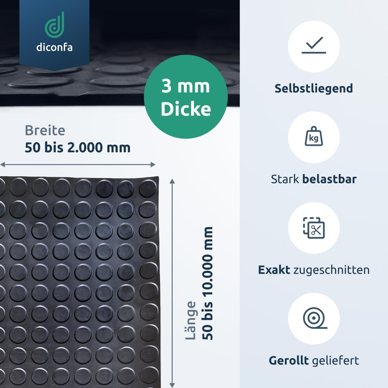 diconfa Rubber Mat 3 mm Choose – Width 0.1 m