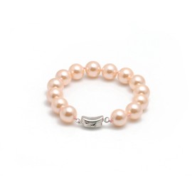 Schmuckwilli Pearl bracelet for women and girls - with pink round beads - elegant bracelet with shell pearls MK beads for any occasion - the pearl bangle - pearl bracelet for women, 20 centimetres