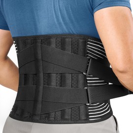 FREETOO Strong Support Back Support Belt, Breathable Back Support for Men and Women with 6 Metal Support Bars, Adjustable Back Strap for Back Pain, Sciatica, Herniated Disc, Scoliosis