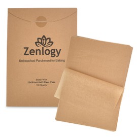 Zenlogy Parchment Paper Sheets 12x16 (200 sheets) for Baking - Unbleached Chlorine-free High Heat Non-Stick Pre-Cut Parchment Paper for Half Sheet Pans