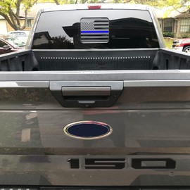 Xinghe for Ford F150 F250 F350 2015-2023, Rear Middle Window American Flag Decals, Matte Black USA Flag Decal for Truck Back Window, for Ford Raptor 2015-2023 Accessories (Blueline)