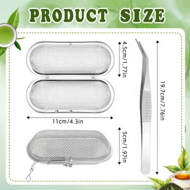 2 Stück Rostfreier Edelstahl Teefilter, Feinmaschiger Teefilter, Feines Elliptisch GewüRzsieb, Teesieb Groß mit Kette, Gewürzfilter mit Teeklammern, Teesieb Edelstahl für Losen Tee Gewürze Gewürze