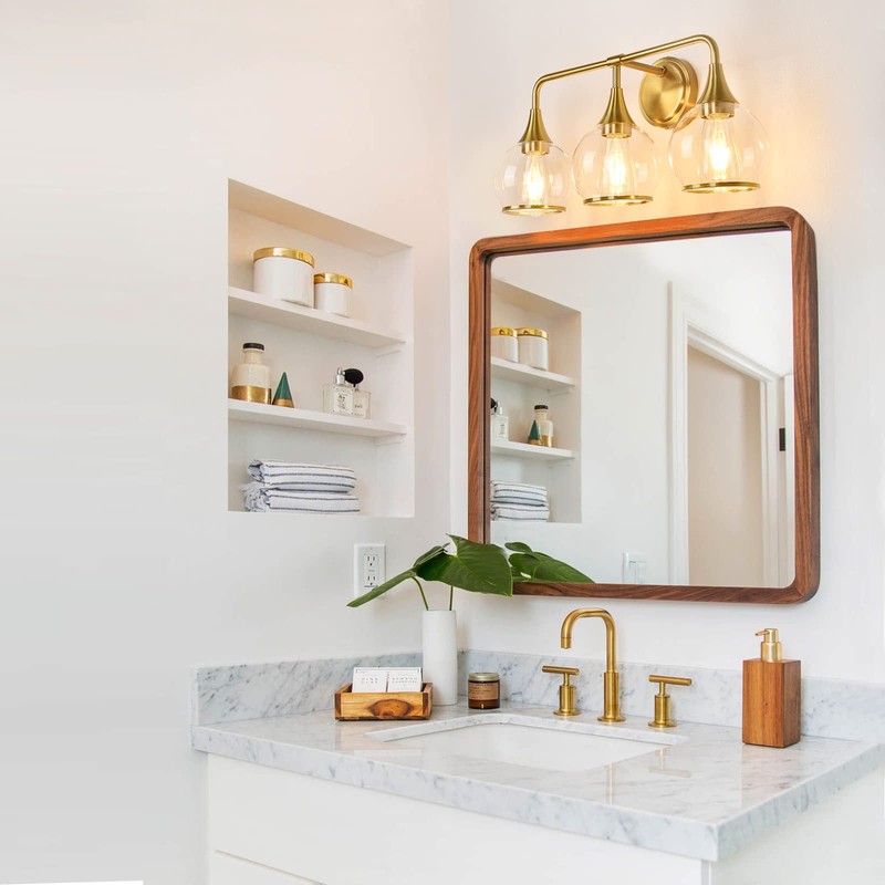 HAHZT Gold Bathroom Vanity Light 3-Lights Bathroom Light Fixtures Over