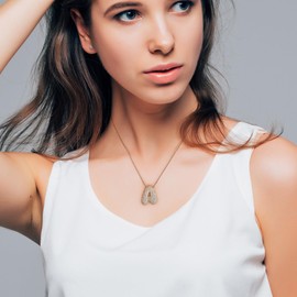 ANGELLIS Letter Necklace 14K Gold Plated Initial Pendant Necklace Box Chain Necklace Pave CZ, 18"+2" (Gold-M)