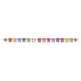 Pack of 6 Art Party Multicolored Happy Birthday Party Ribbon Banners 7'