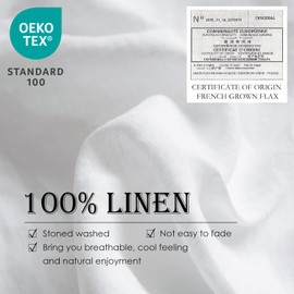 Simple&Opulence 100% Washed Linen Euro Shams 26'' x 26'' Pack of 2, Basic Style Solid Color Natural Flax Farmhouse Decorative Square Throw Pillow Covers for Bed Couch Sofa - White