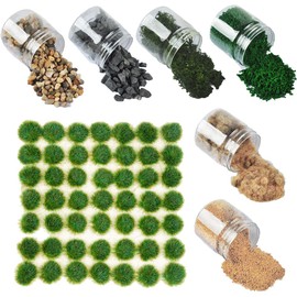 YOUUGIOR 9X100ML Bottle+49PCS Woodland Tuft War Wild Forest Scenery Basing Material Kit for Railway Railroad Wargame Layout Scenery