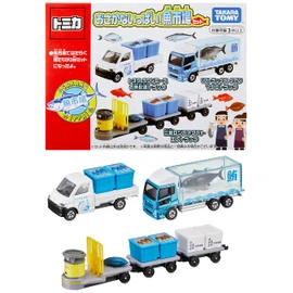 Takara Tomy Tomica Gift Fish Market Set, Mini Car, Car, Toy, Ages 3 and Up, (Mitsubishi Logisnext, Eletrack (1), UD Trucks Quon, Tuna Truck (1), Toyota Town Ace, Fish Delivery Truck (1)), Toy Safety Standards Passed, ST Mark Certification, TOMICA TAKARA TOMY