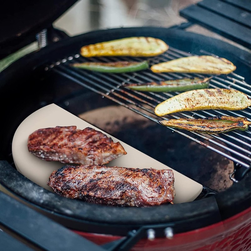 Half-Moon Ceramic Heat Deflector Plates for Kamado Joe Classic I,