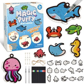 Taotuo Magic Foam Texture Painting Kit - 3D Art Puffy Paint Kit, 15 Ocean Mess-Free Paint by Number Craft for Kids Ages 3-10