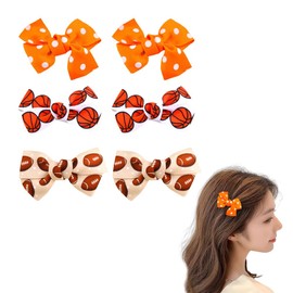Rugby Basketball Bow Hair Clips Set for Daughter Sister Birthday Gifts for friend Bows Headpiece for Girl Grandaughter Hair Decorations Bowknot Hair Clips for Sports Lover Fans Barrettes 6pcs