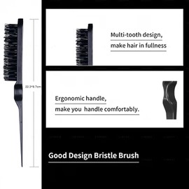 zalati Hair Brush Plastic Bristle Teasing Comb Edge Brush with Curved Handle for Salon for Hair Slicking Styling