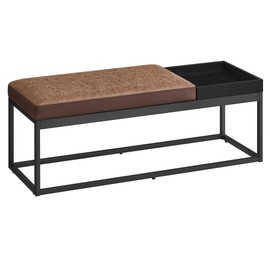 SONGMICS HOME LUIZ Collection - Ottoman Bench, End of Bed Bench, Reversible Top, Shoe Bench with Tray, Steel Frame, Max. Load 660 lb, for Bedroom, Living Room, Entryway, Walnut Brown ULOM082K01V1