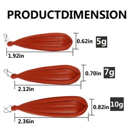 Abvsdu 6 PCS Fishing Practice Plugs - 6 Mixed Sizes Orange Bait Casting Practice Plug, Suitable for Children to Improve Throwing Skills (1/5 oz, 1/4 oz, 3/8 oz, 2/5 oz, 1/3 oz, 3/4 oz)