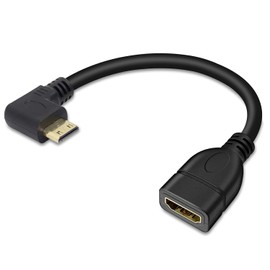 Herfair Mini HDMI to HDMI Adapter Cable - Mini-HDMI Male to Standard HDMI Female Converter - 1080P Full HD Angled Adapter for Laptop, Camcorder, Camera, Graphics Card, HDTV, Projector, Tablet