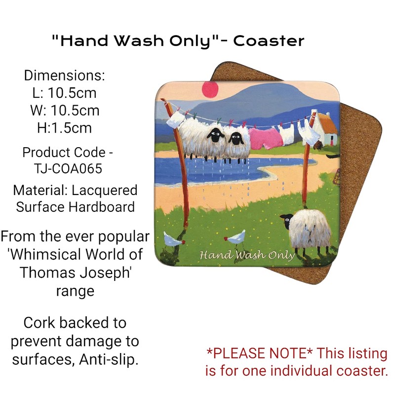 Hand Wash Only Coaster by Thomas Joseph - Funny Sheep