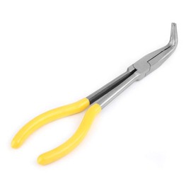 VIFER Long Nose Pliers 90 Degree Curved Nose Pliers Steel Pliers Telephone Pliers Curved for Confined Areas Crafts, 270 mm