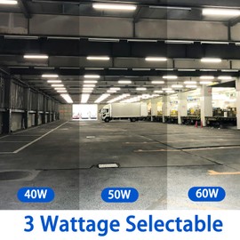 DOSILIO 4FT LED Vapor Tight Light Fixture, 60W-50W-40W Power Selectable 5000K, IP65 Waterproof Industrial Surface Mount LED Shop Lights for Carport, Garage, Freezer, 100-277V, ETL Listed, 2-Pack