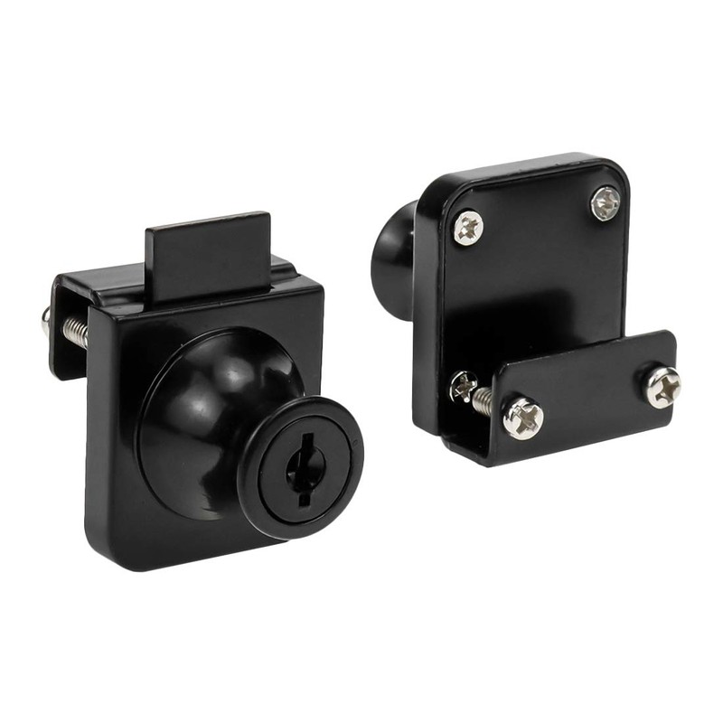 No Drill Glass Lock 2 Sets Black, for 0.2-0.3 inch