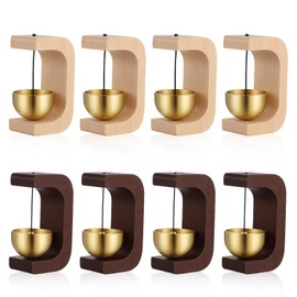 8 Pcs Magnetic Door Chime Bell Set - Magnetic Wooden Wind Chime Doorbell for Shop, Home, Refrigerator - Shopkeepers Bell for Door Opening with Soft Jingle, C-Shape Walnut & Beech Wood (2 Colors)