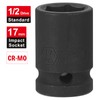 JETECH 1/2 Inch Drive 17mm Impact Socket, Chrome Molybdenum Alloy