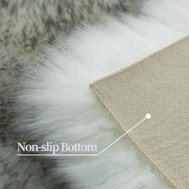 CAERJONA Genuine Sheepskin Chair Cover Soft and Comfortable Plush Natural Fleece Seat Cushion for Kitchen, Office, Chairs (White Gray Gradient, 18" x 18")