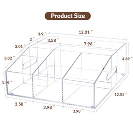 Acrylic Coffee Station Organizer：Spacious 12 Inch Clear Countertop Storage Holder with Handle design for Coffee Bar Tea Snacks Condiments and Accessories Organizer Display for Home Office Breakroom