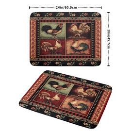 Farmhouse Rooster Dish Drying Mat 18 x 24 Inch Vintage Chicken Flower Absorbent Microfiber Dish Drying Pad Western Country Cabin Decor Dish Drainer Large Mat for Kitchen Counter Coffee Bar