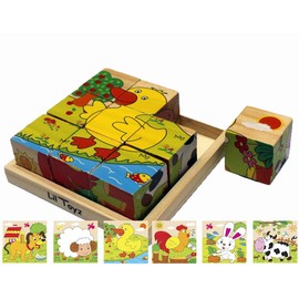 Lil Toyz Farm Animals Wooden Cube Puzzle
