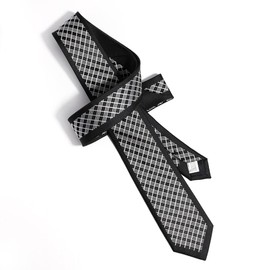Yongchuantie Fashion 2.36'' Slim Ties for Men Business Casual Wedding Party Necktie 6CM Symmetrical Tie with Gift Box (Black White Square)