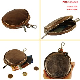 modamoda de - P10 Italian Leather Coin Purse Bag Pendant, Antique gold metallic
