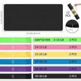Hoolerry 36 Pieces Yoga Mats Bulk Includes 12 Pcs 68” x 24” x 6mm Thick Exercise Mat Non Slip 12 Resistance Bands 12 Carrying Straps for Women Girls for Gym Yoga Workout Pilates(Black)