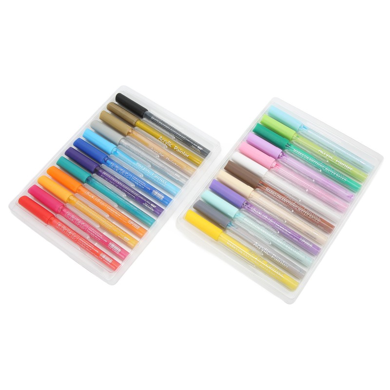 24Pcs Acrylic Paint Markers Multi Function Safe Nontoxic Moistureproof Quick