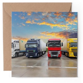 1 x Greeting Card - Truck Stop Lorry Transport Freight - Blank Birthday Celebration Anniversary #52320