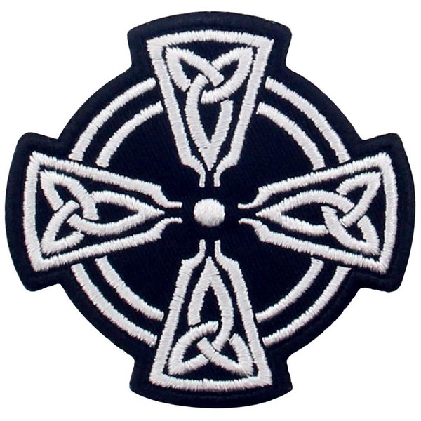 EmbTao Celtic Cross Circle Patch Embroidered Applique Iron On Sew