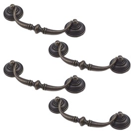MY MIRONEY 4-Pack Drop Swing Cabinet Handles Antique Bronze Hanging Pulls Bail Drawer Pull Handles Dresser Ring Pulls - 4.02" Hole Centers