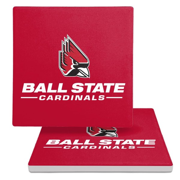 Ball State Primary Logo Square Ceramic Coasters, Set of 2,