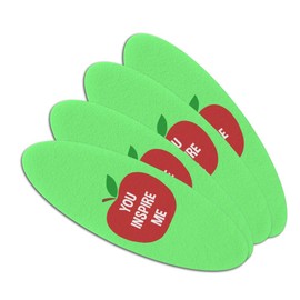 You Inspire Me Teacher Apple Double-Sided Oval Nail File Emery Board Set 4 Pack