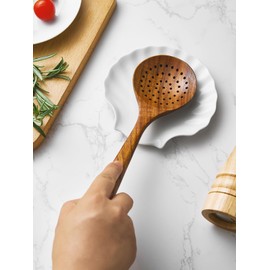 ABRUTY Spoon Rest for Stove Top, Ceramic Spoon Holder for Kitchen Counter, Modern Farmhouse Kitchen Decor Accessories for Utensils,Spatula,Spoons (F-Blue Flower, Flower-Shape) (A-White, Shell-Shape)