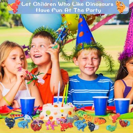 Chalyna 24 Packs Dinosaur Rubber Rings Dinosaur Cupcake Rings Soft Dino Ring Dino Cupcake Topper for Dinosaur Party Favors Supplies