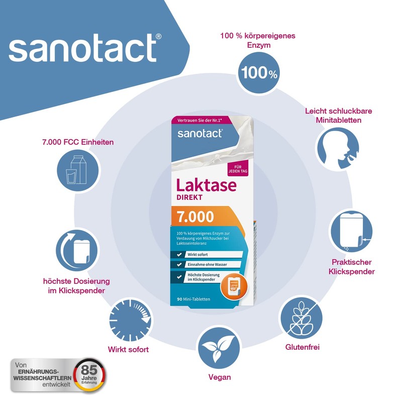 sanotact Lactase 7,000 direct (90 mini lactase tablets) • Lactose